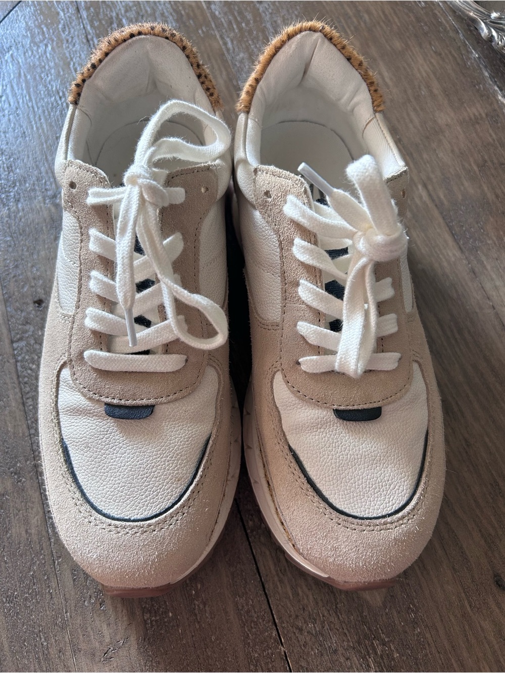 Madewell Neutral Tan & White Lace-Up Sneakers